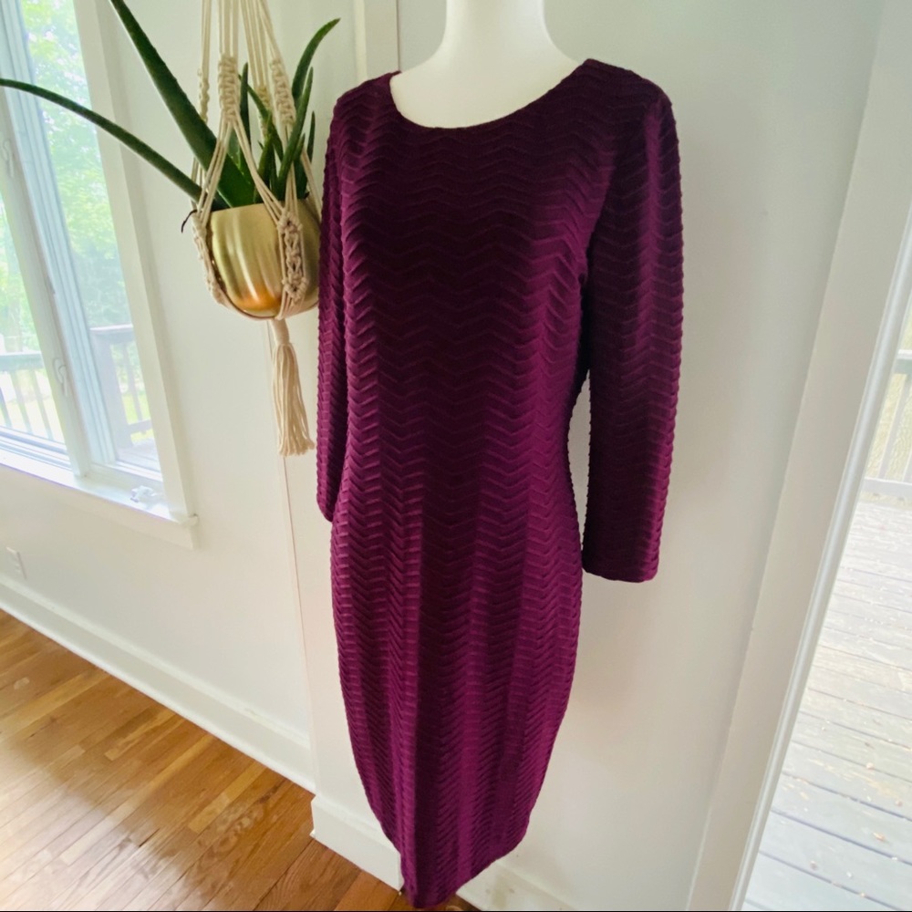 Calvin Klein Chevron Striped Maroon Dress Size 8